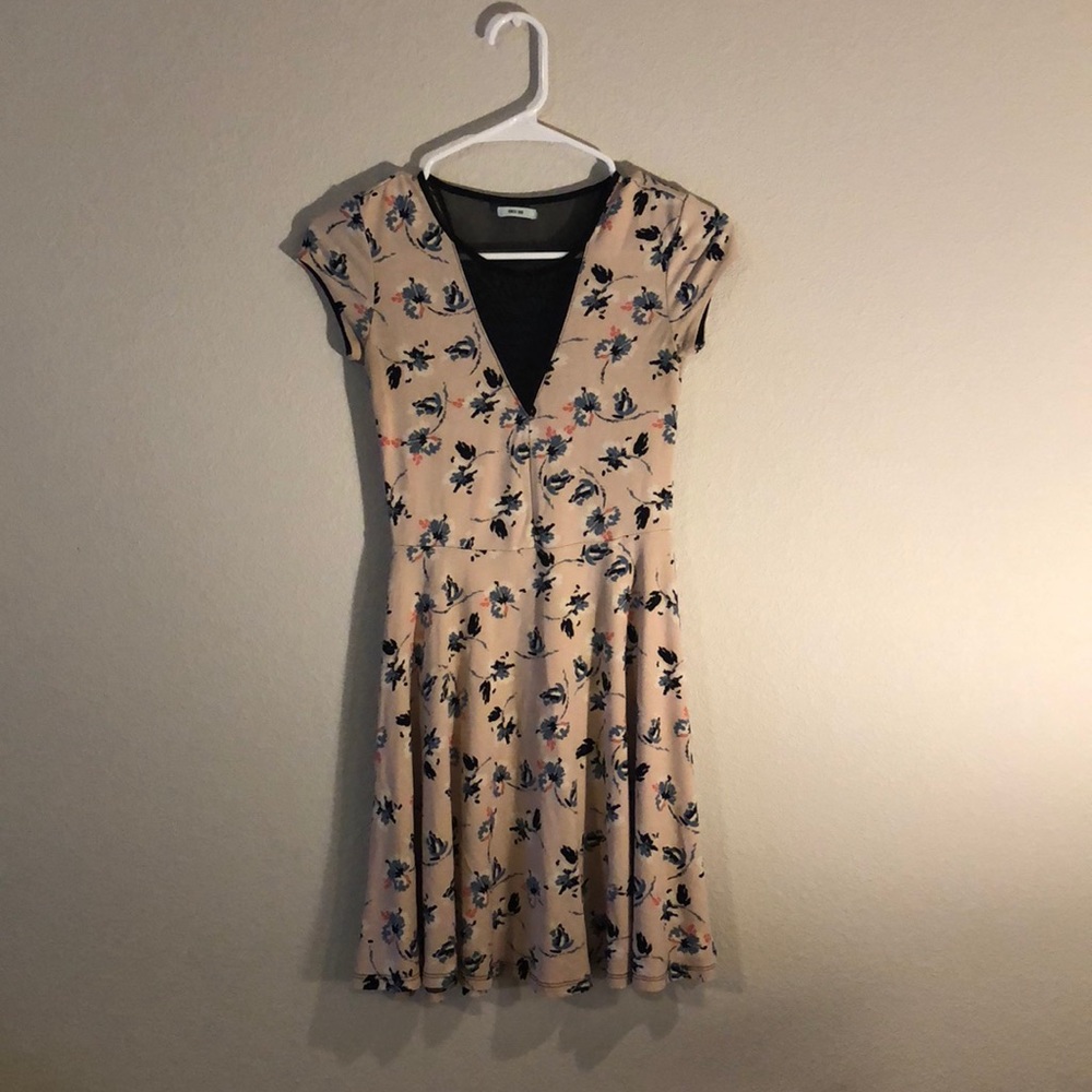 Pink and Black Skater Dress, See through V Neck